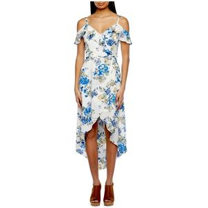 by&by Juniors Short Sleeve Floral High-Low Wrap Floral Dress size M